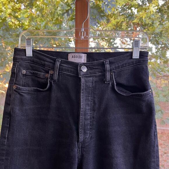 Agolde Women's Nico Jean High Rise Slim Fit Black Button Fly Size 27 - Picture 3 of 7